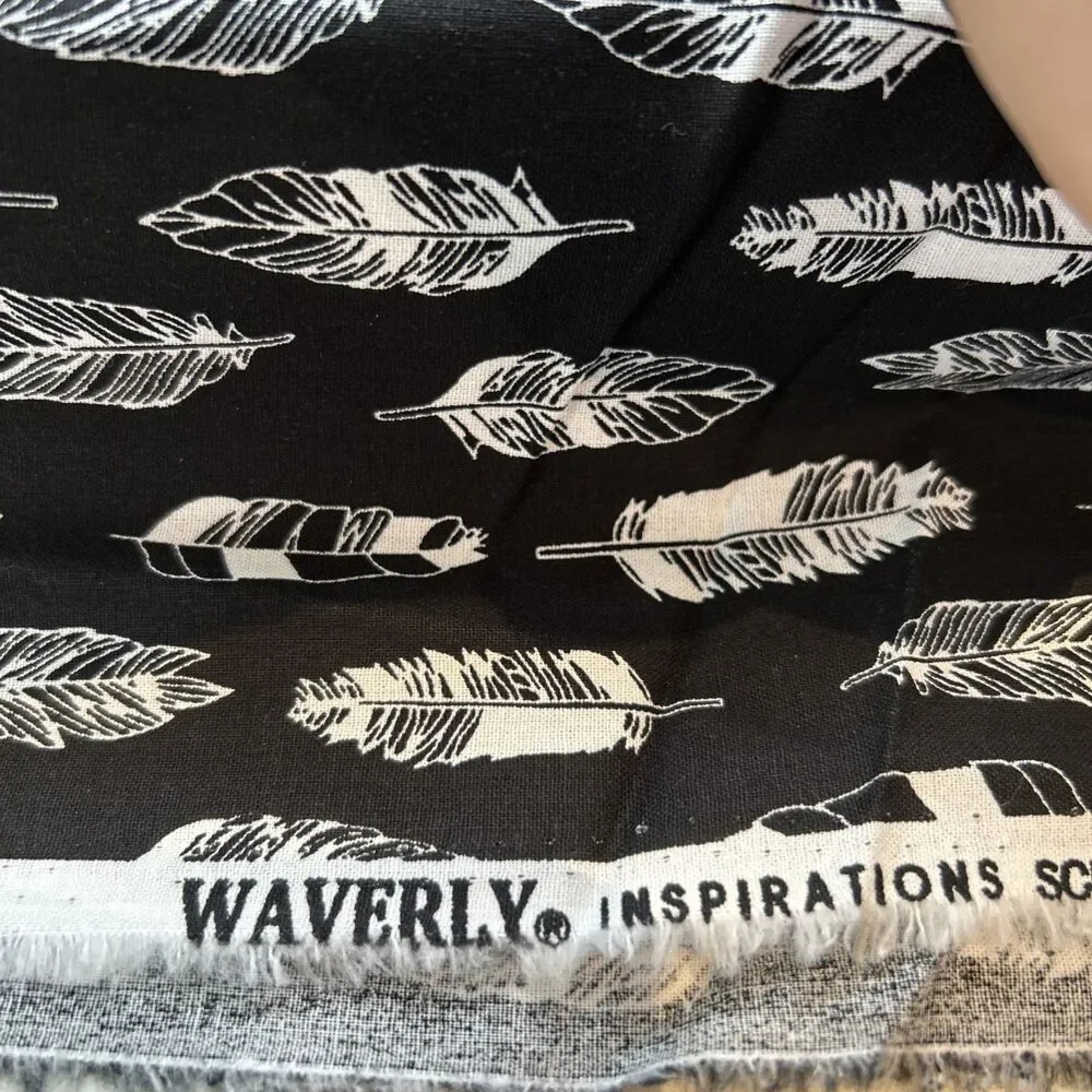 Waverly Feather Print Cotton Quilting Fabric Black & White 27
